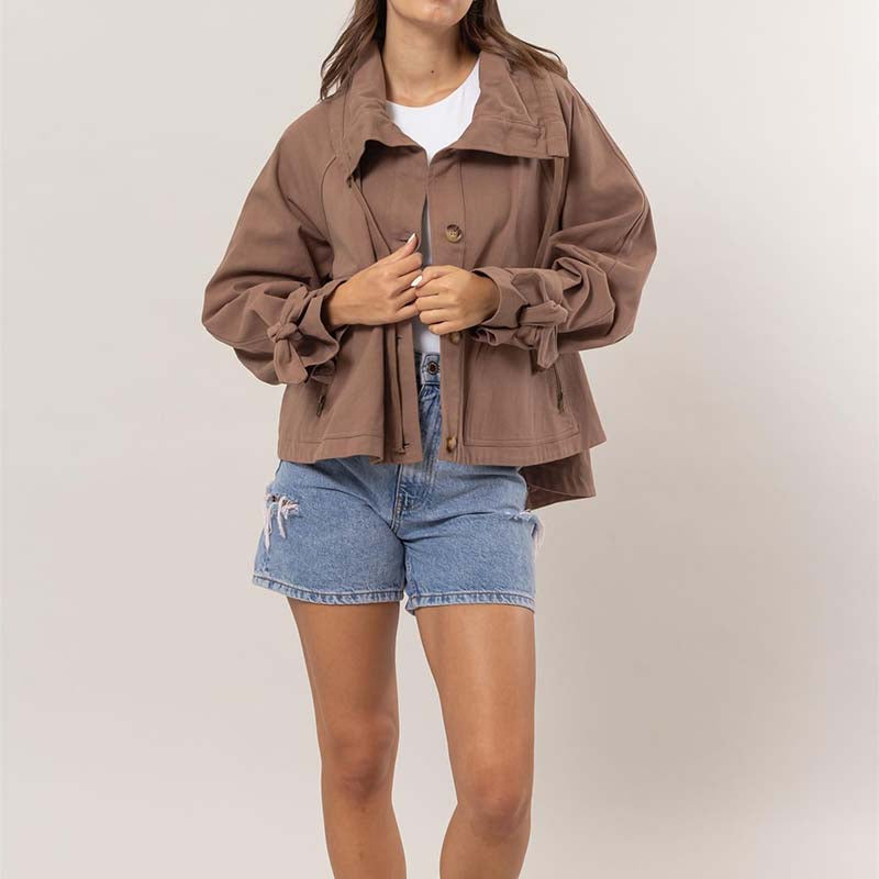 Crop Trench Jacket in Mocha