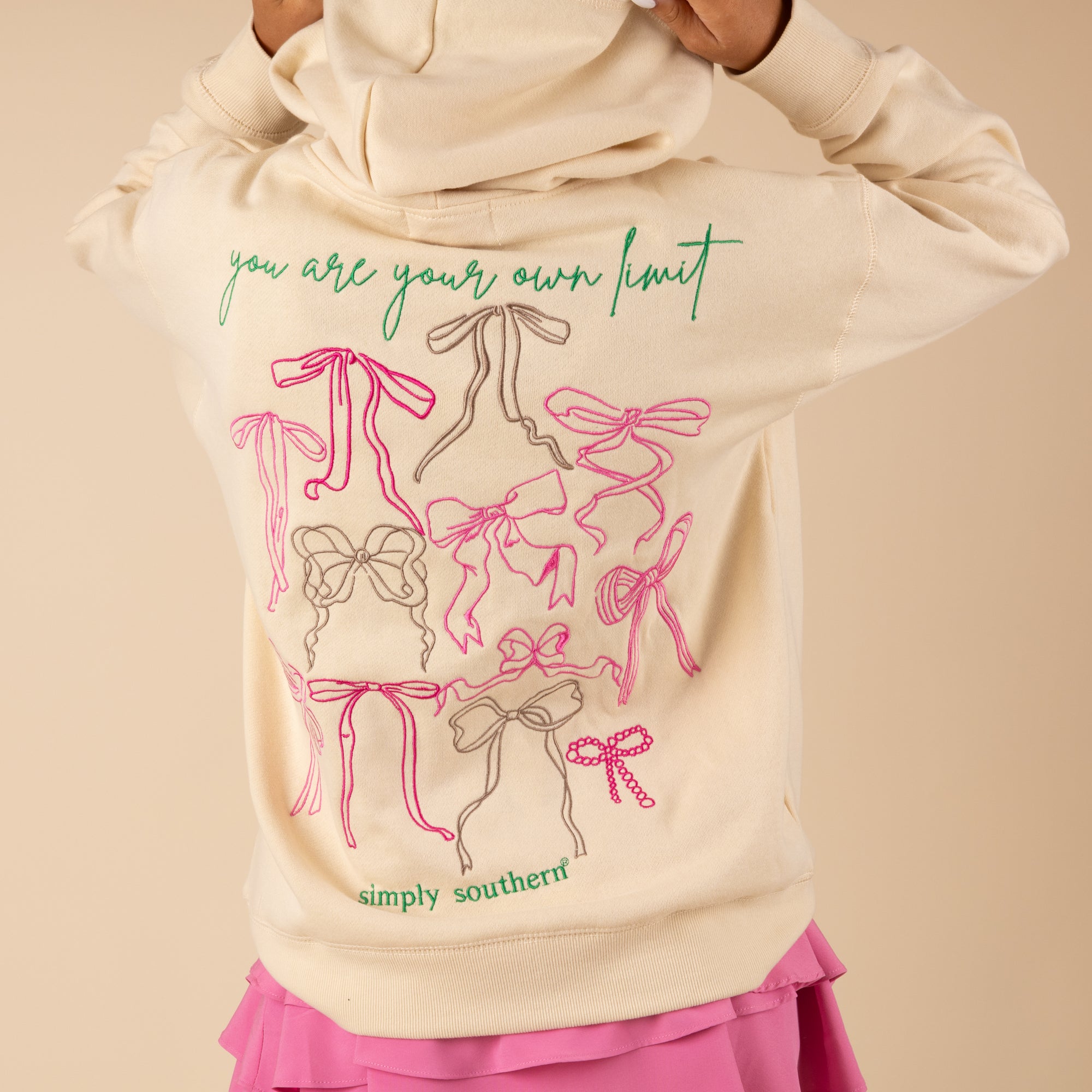 Simply Southern Embroidered Bow hoodie.