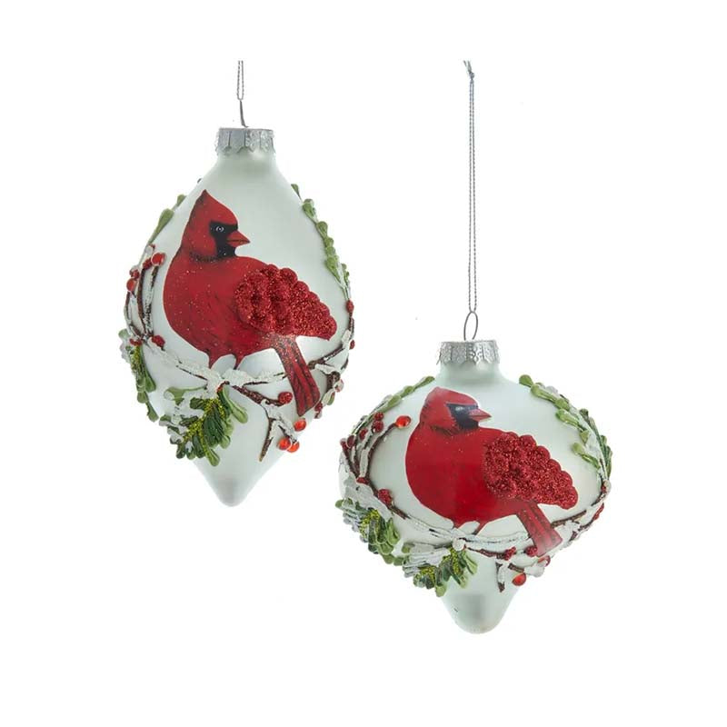 Assorted Glass Cardinal Pattern Ornament