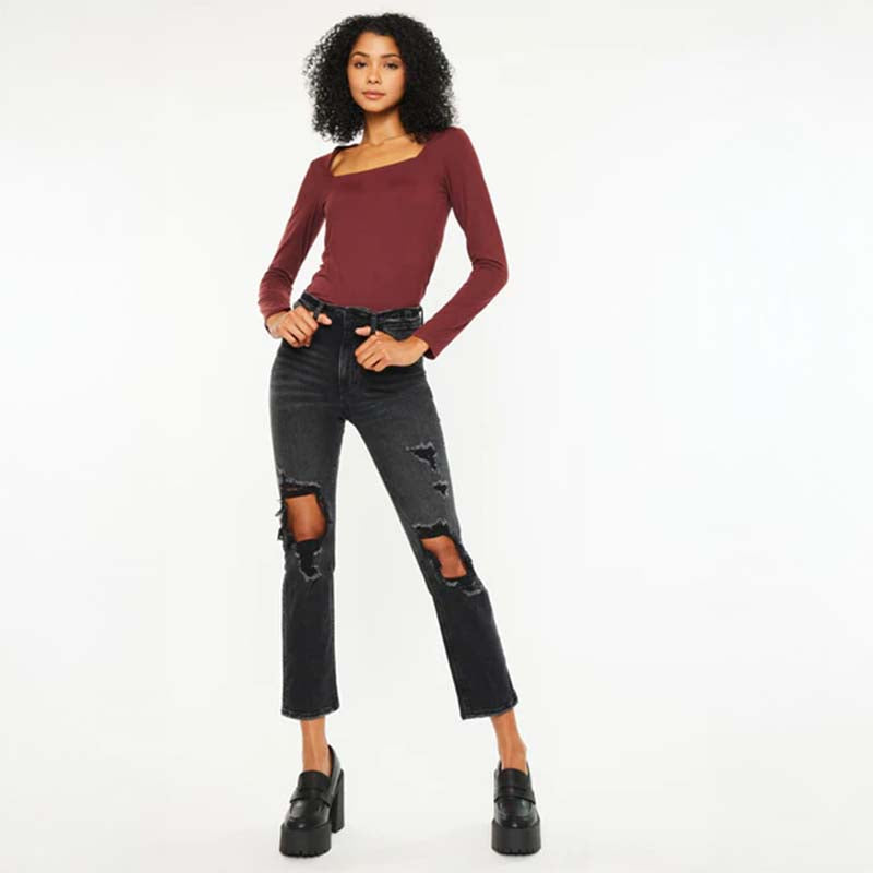 The Distressed Knee Straight Jeans