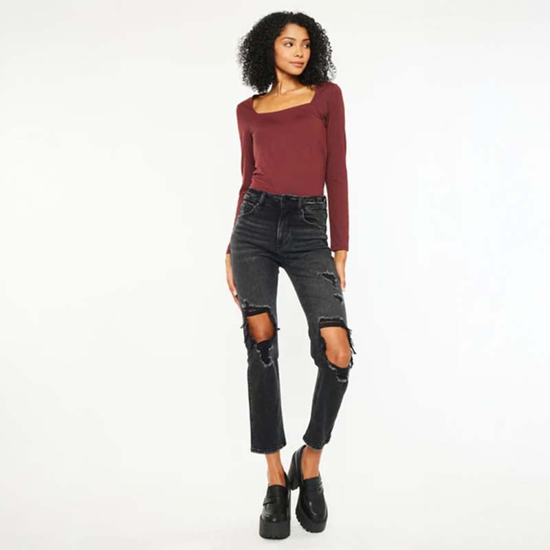 The Distressed Knee Straight Jeans