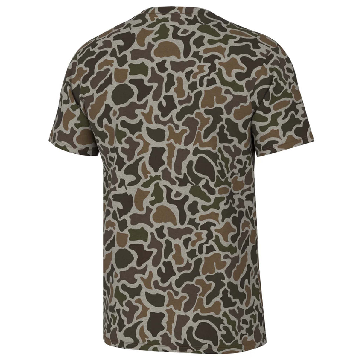 Short-sleeve crewneck T-shirt in a heathered fabric with a Localflage pattern, featuring a soft texture and relaxed fit, designed for everyday comfort.