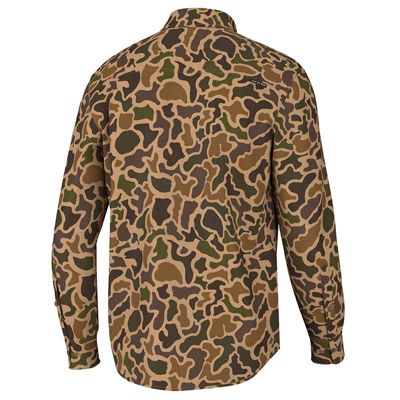 Back shot of Camo Button Up Shirt in Old School Camo