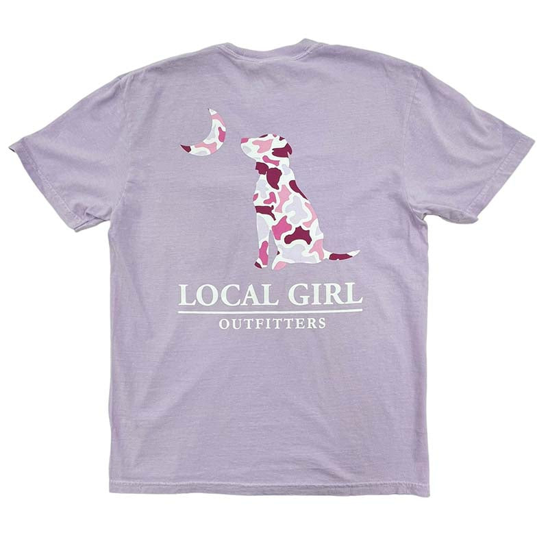 Local Girl Pink Localflage Dog and Moon Short Sleeve T-Shirt