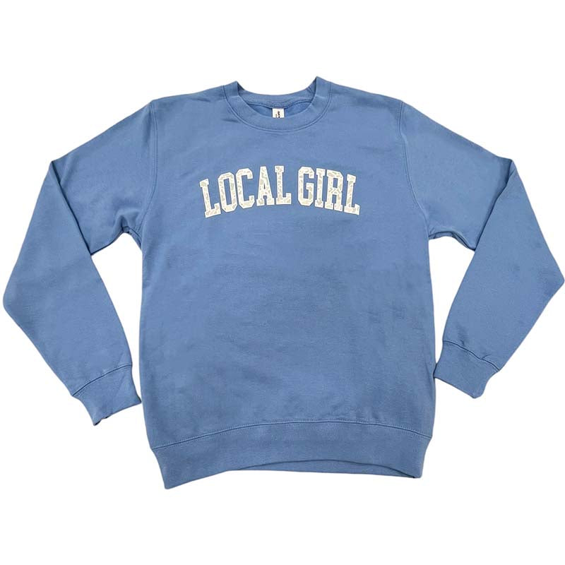 Local Girl Camo Arch Crewneck Sweatshirt in Blue