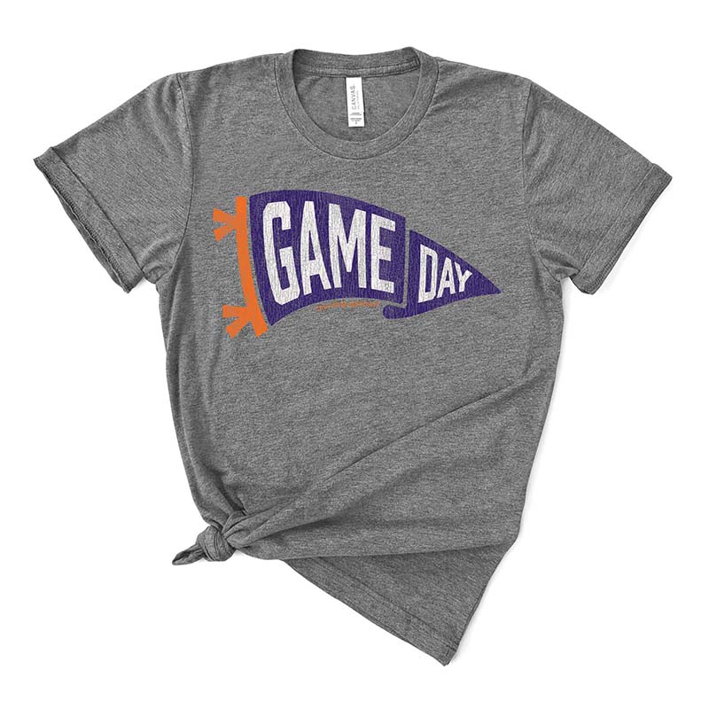 Gameday Pennant Short Sleeve T-Shirt in Orange and Purple