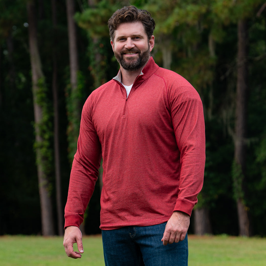 Mariner Quarter Zip Pullover in Garnet