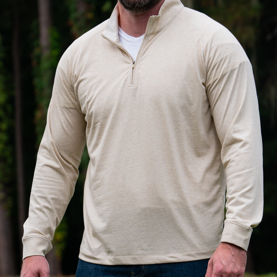 Mariner Quarter Zip Pullover in Taupe