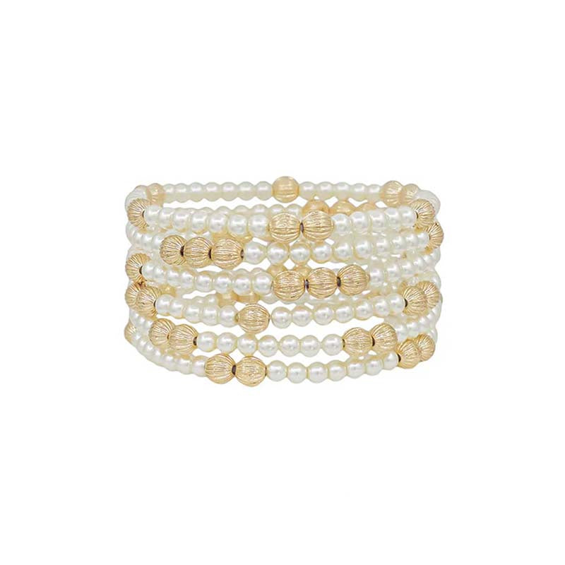 Large Gold and Pearl Beaded Bracelet