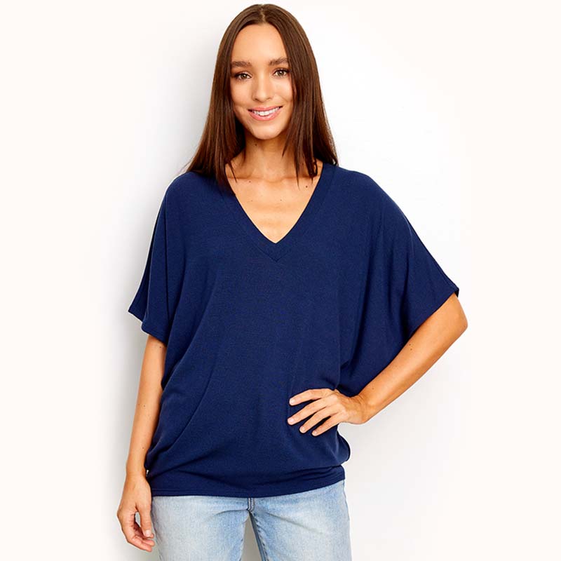 PACT Women's French Navy All Ease Sleep Short Sleeve Top S