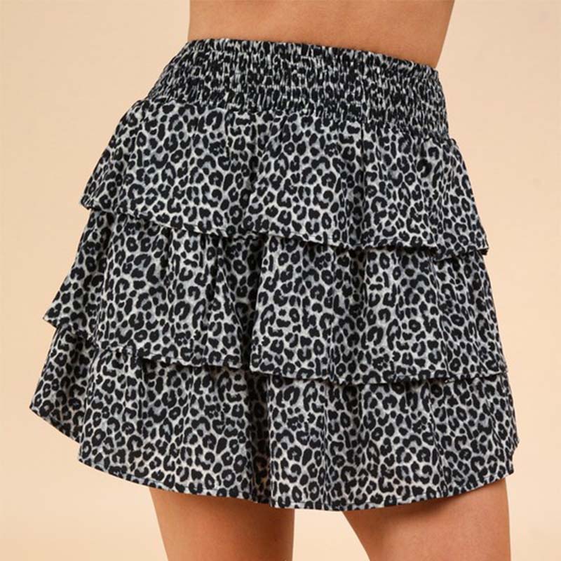 Smocked Tier Leopard Skirt