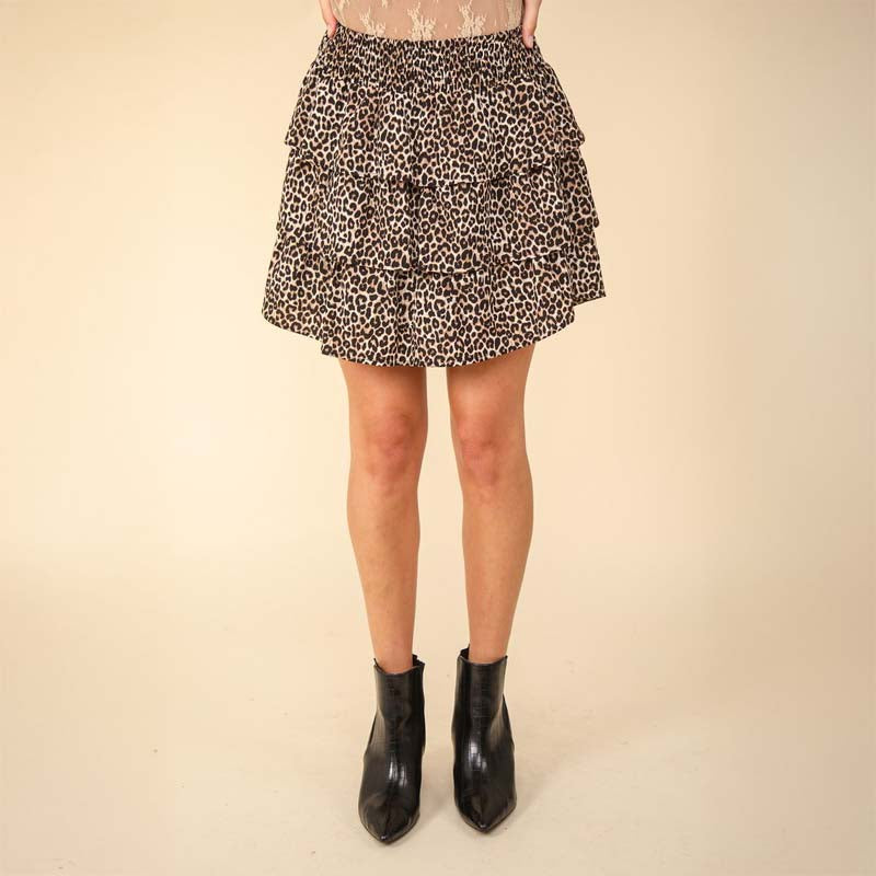 Smocked Tier Leopard Skirt