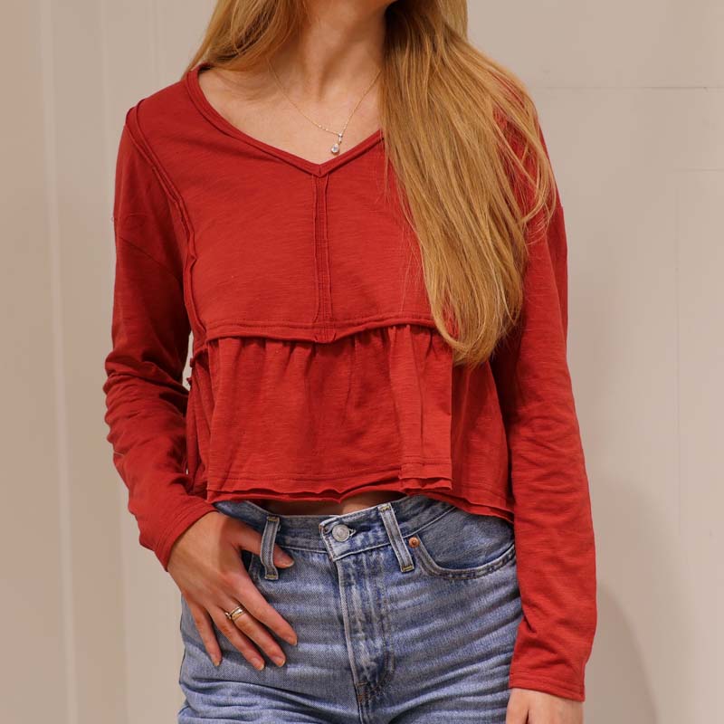 Babydoll Long Sleeve Crop Top