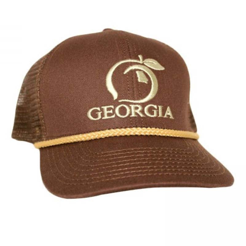 Georgia Flag Mesh Back Trucker in Brown