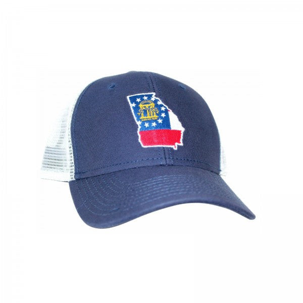 Georgia Mesh Back Trucker in Navy &amp; White