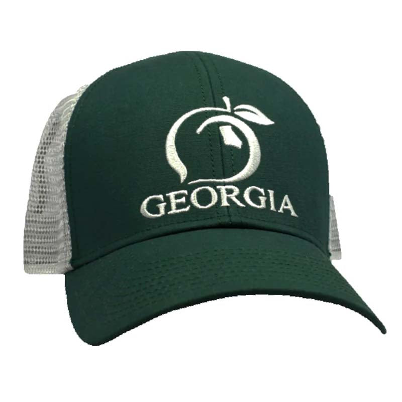 Georgia Flag Mesh Back Trucker in Green and Grey