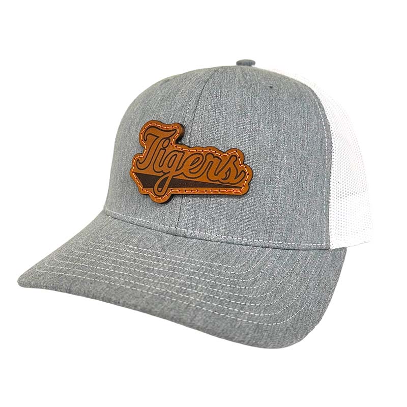 Clemson Tigers Script Leather Patch Trucker Hat