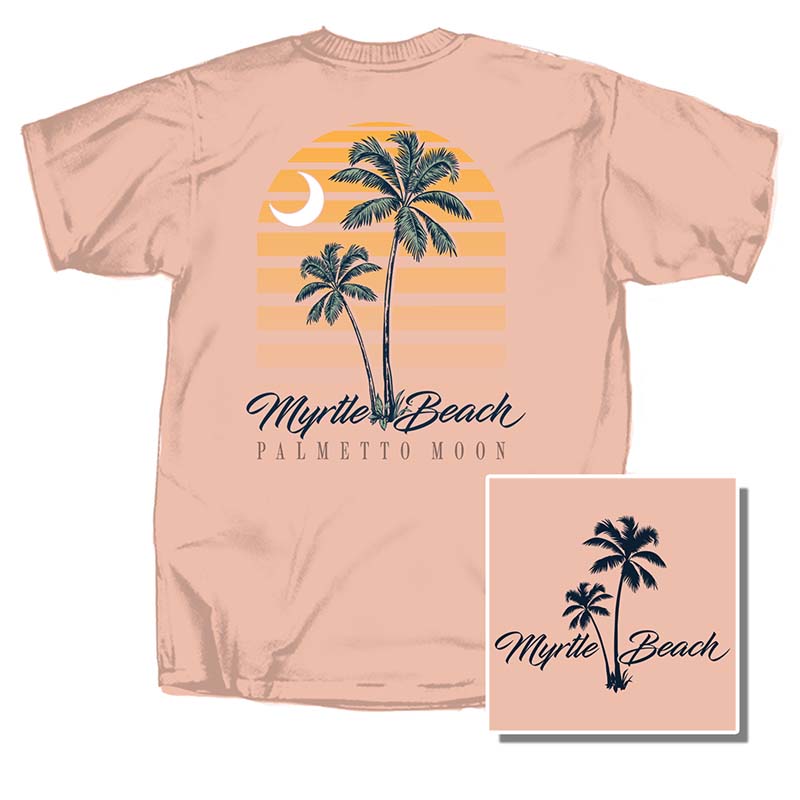 Dusty Rose Myrtle Beach Palm Palmetto Moon Short Sleeve T-Shirt