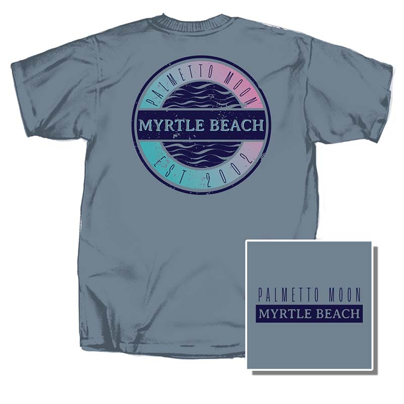 Grey Palmetto Moon Myrtle Beach Circle Logo Short Sleeve T Shirt