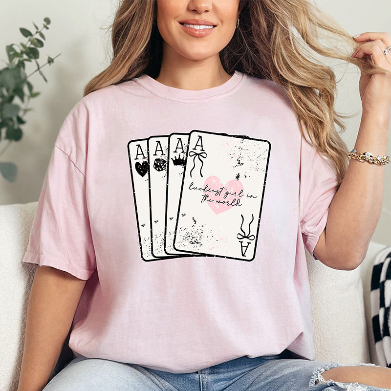 Luckiest Girl Card Short Sleeve T-Shirt