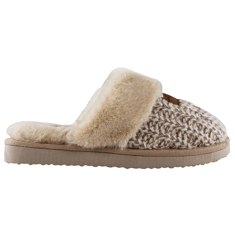 Women&#39;s Knit Flat Slipper in Tan