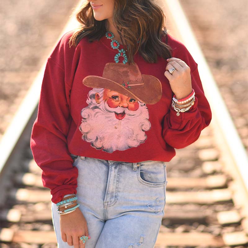 Western Santa Crewneck Sweatshirt