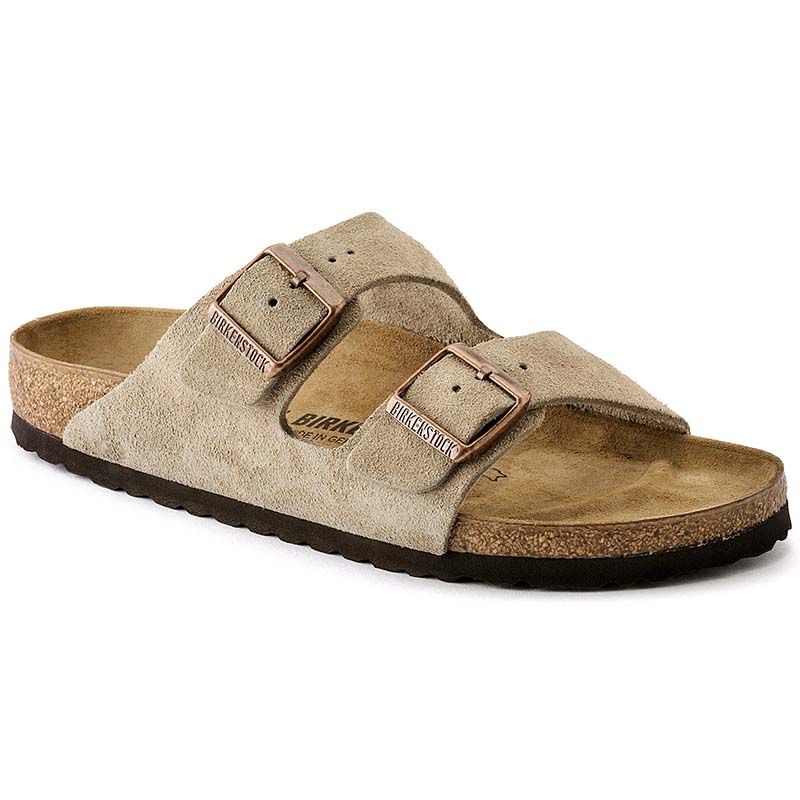 WOMEN'S ARIZONA SUEDE LEATHER SANDALS IN TAUPE
