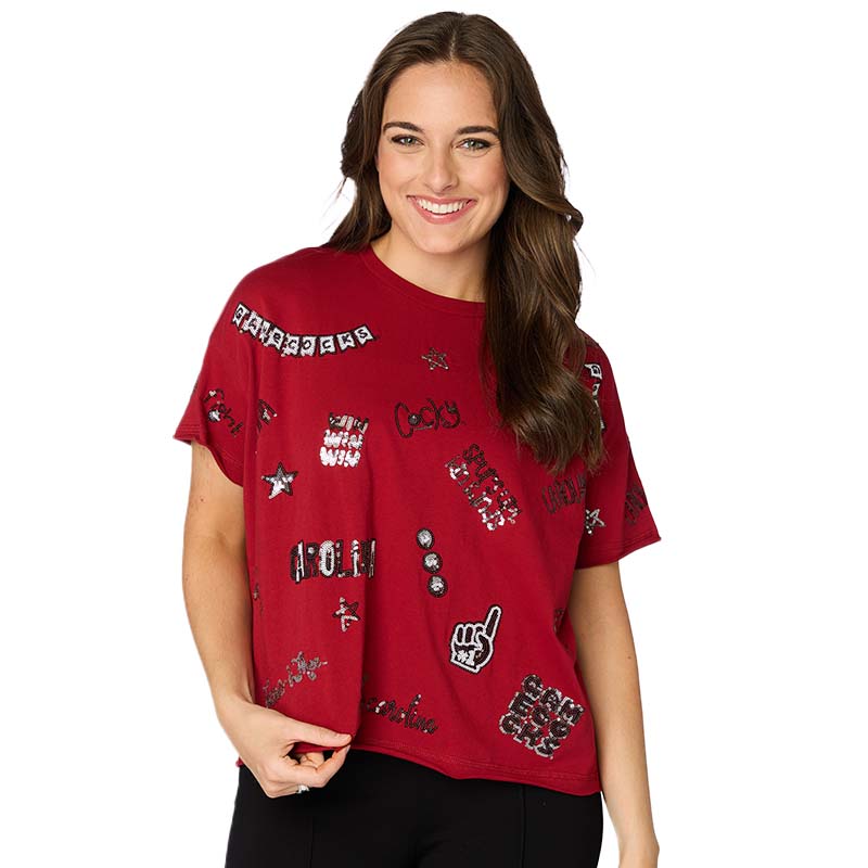 Stewart Simmons USC Sequin Boxy Short Sleeve Tee