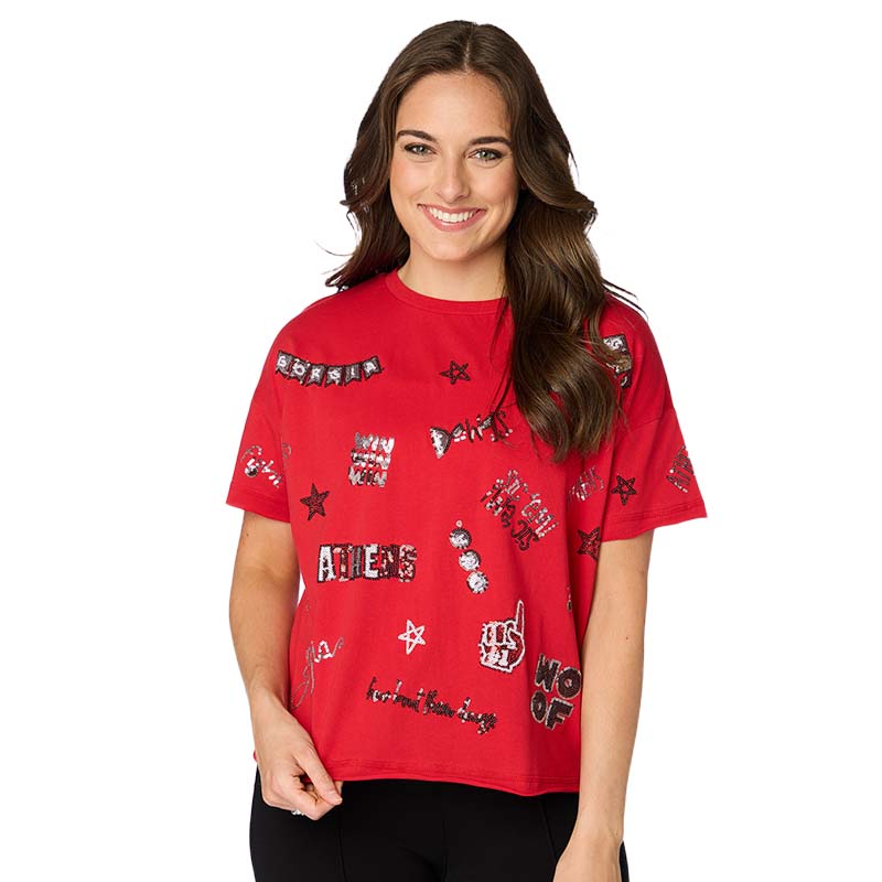 Stewart Simmons UGA Sequin Boxy Short Sleeve Tee