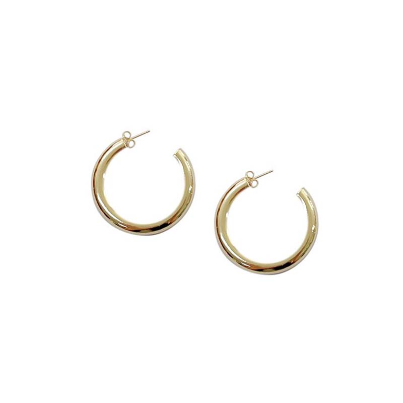 Thick Large Post Hoop Earrings