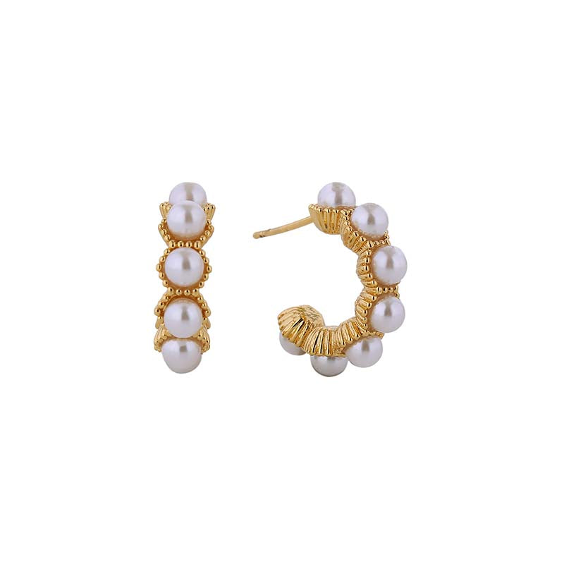 Pearl Hoop Post Earrings