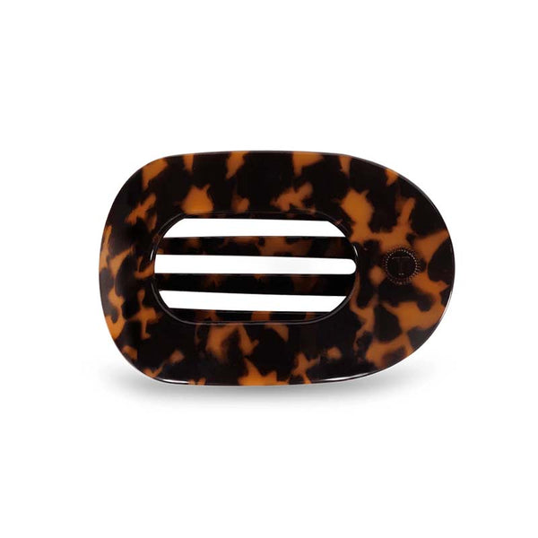 Teleties Large Brown Tortoise Flat Oval Hair Clip | Palmetto Moon