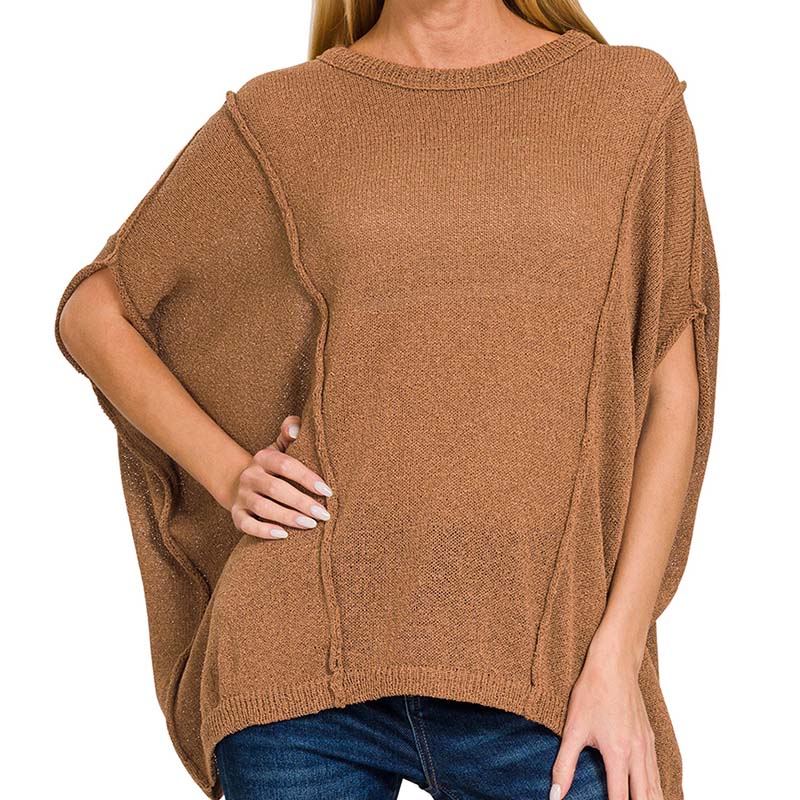 Oversized Cut Sew Sweater in Camel