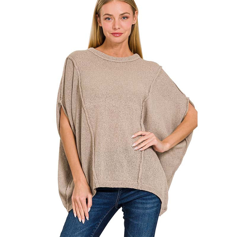 Oversized Cut Sew Sweater in Light Mocha