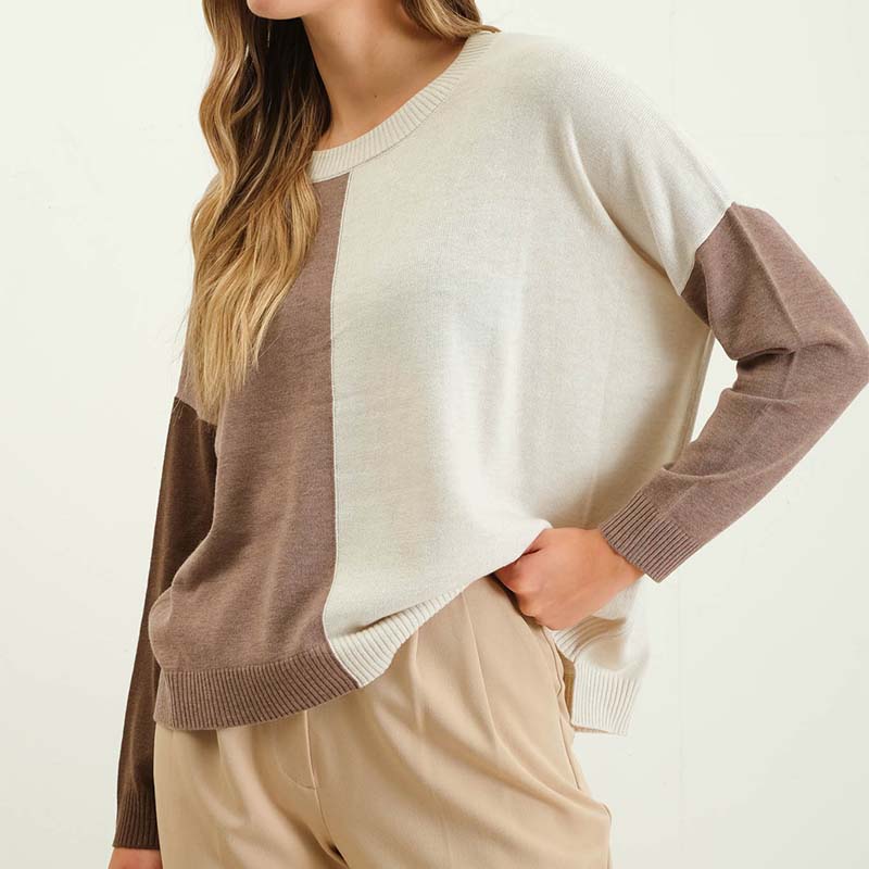 Color Block Sweater in Mocha