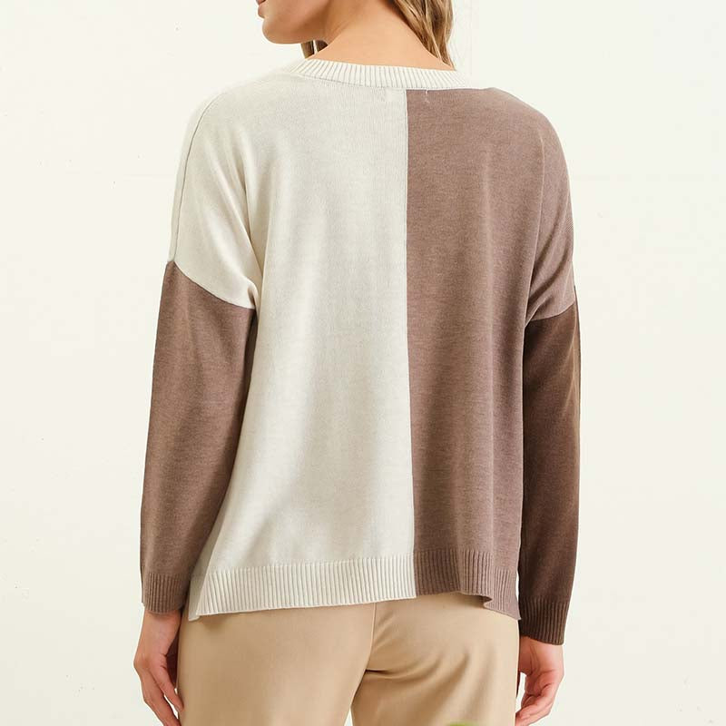 Color Block Sweater in Mocha