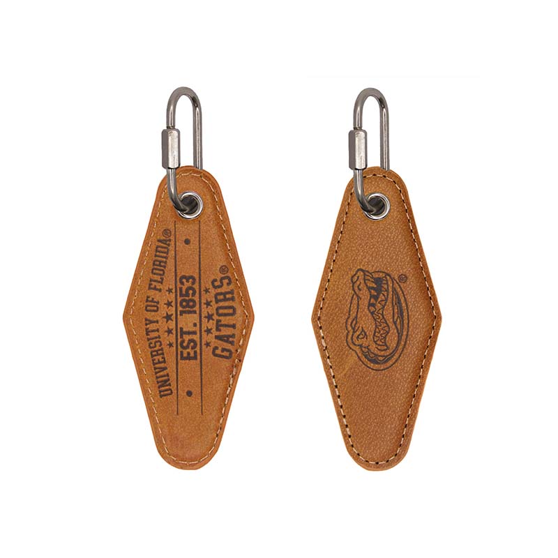 Zep-Pro UF Tan Leather Diamond Keychain