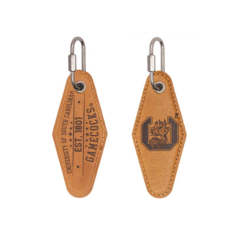 Zep-Pro USC Tan Leather Diamond Keychain