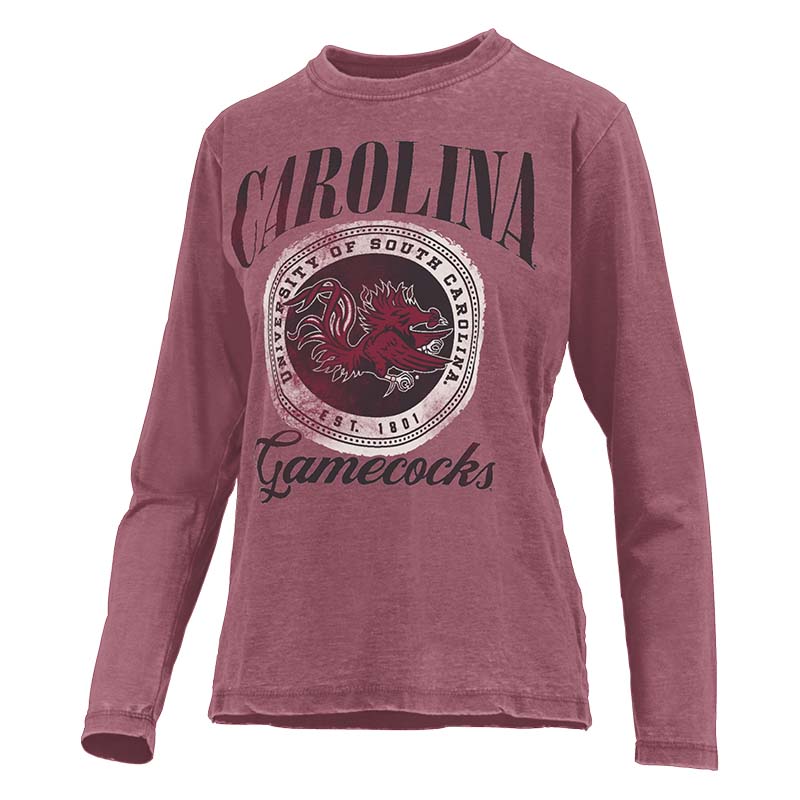 Women's Pressbox Garnet South Carolina Gamecocks Vintage Wash Pullover  Sweatshirt