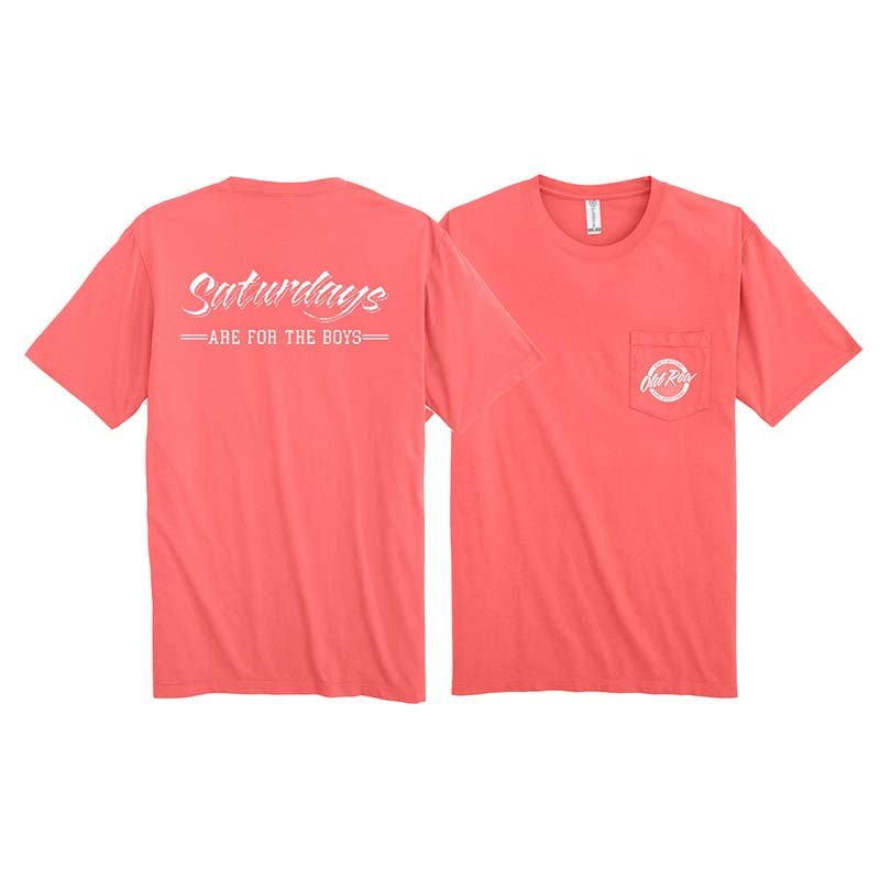 Saturdays For The Boys Short Sleeve T-Shirt in Coral