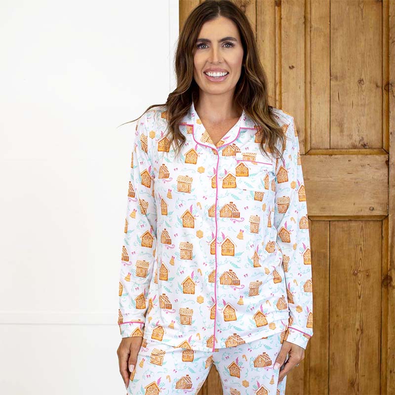 Women&#39;s Gingerbread Pajama Long Sleeve Pajama Top