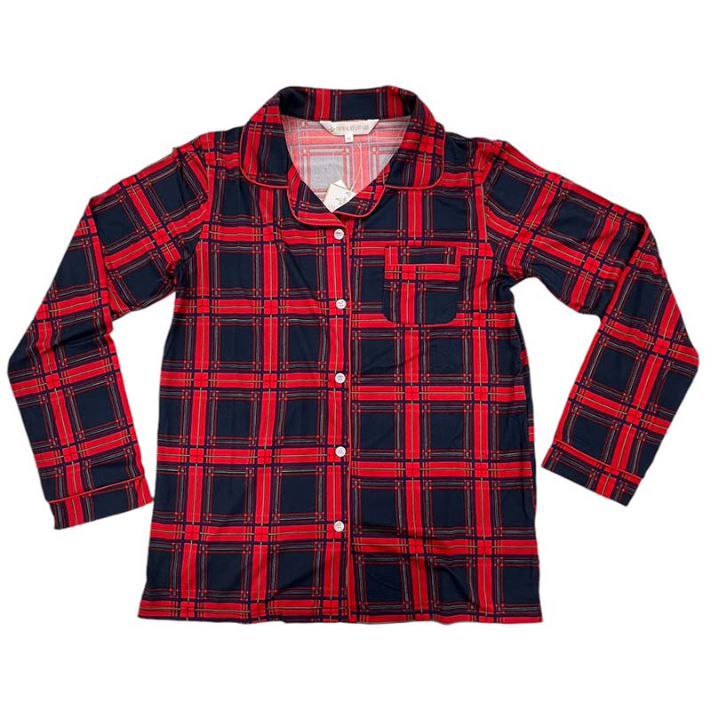 Women's Plaid Pajama Long Sleeve Pajama Top