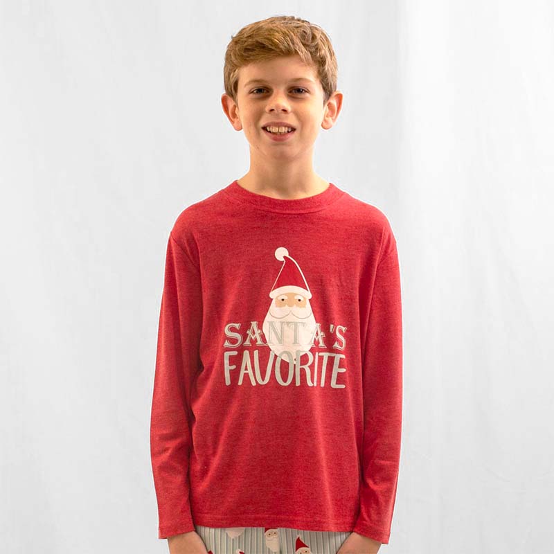 Youth Santa's Favorite Long Sleeve Pajama Top