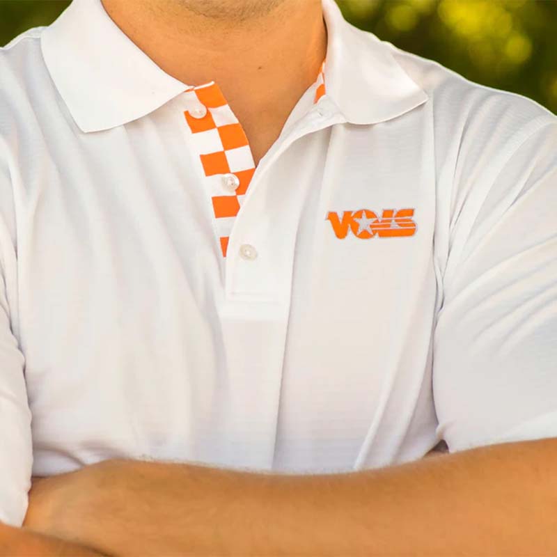 University of Tennessee Licensed Bluetick Checkerboard Polo Shirts - Volunteer Traditions Orange / S