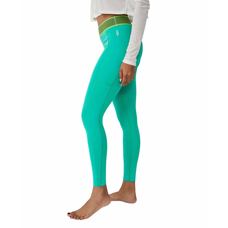 Free People Movement Self-Hem Ecology Perforated Leggings Size XS Teal